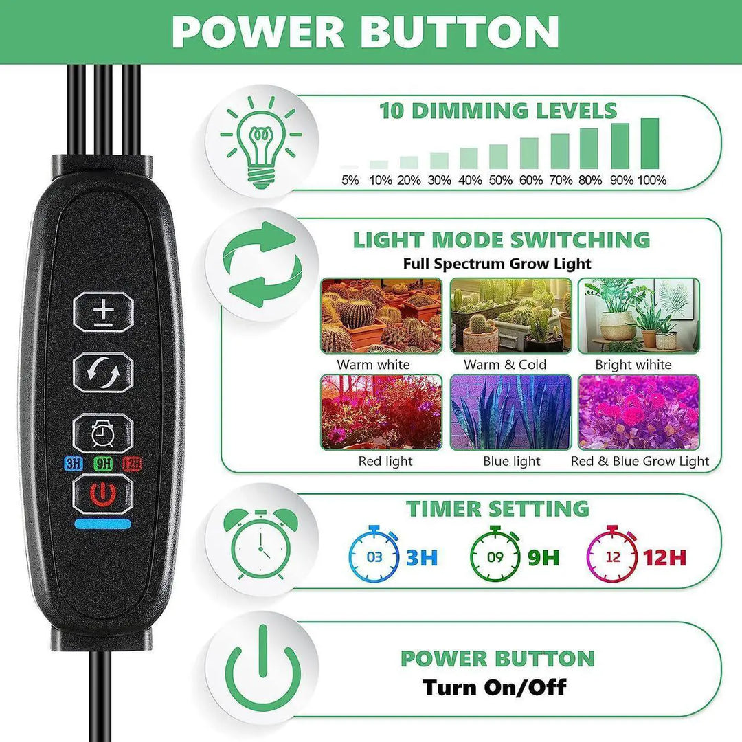 [MONO]LED Plant Grow Light 4 Heads Adjustable Free Stand