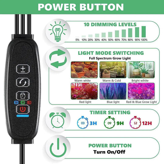[MONO]LED Plant Grow Light 4 Heads Adjustable Free Stand
