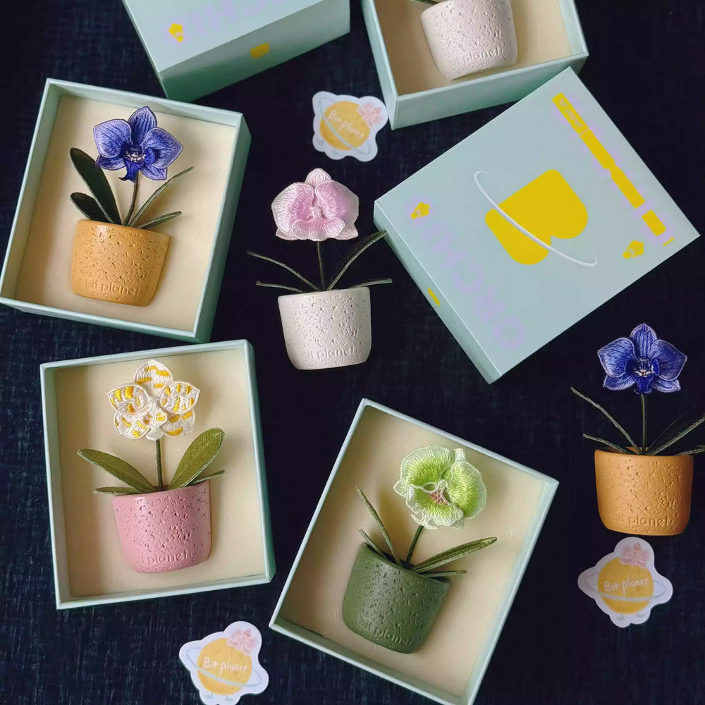 [Bitplanet]Embroidered Orchid Potted Plant