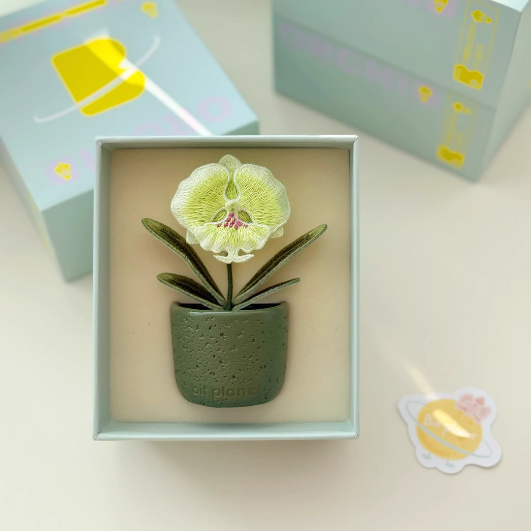 [Bitplanet]Embroidered Orchid Potted Plant